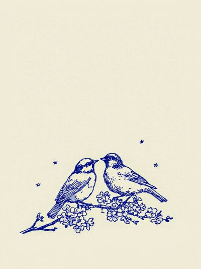 Blue Birds Botanical Print.
