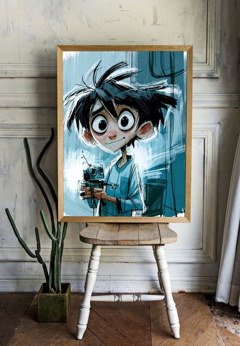 Anime Boy with Camera Poster. room preview