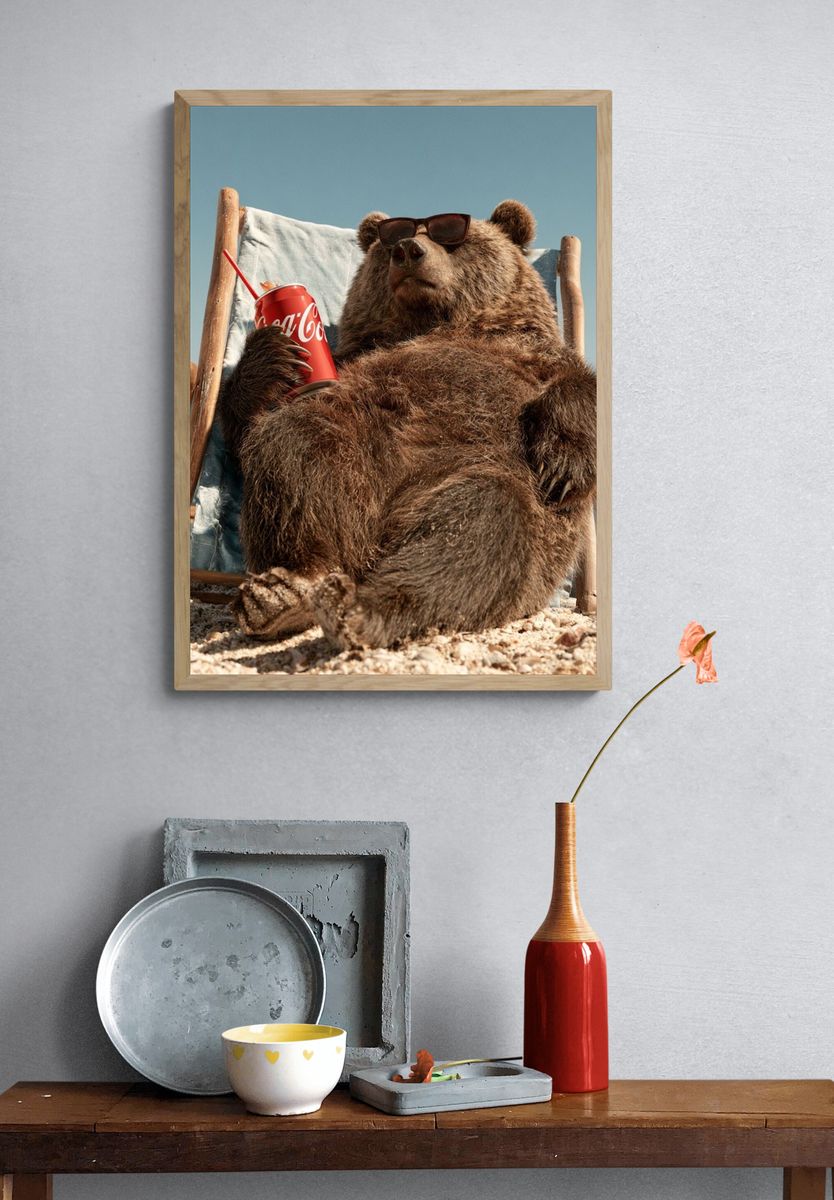 Beach Bear with Soda Poster. — room view 3
