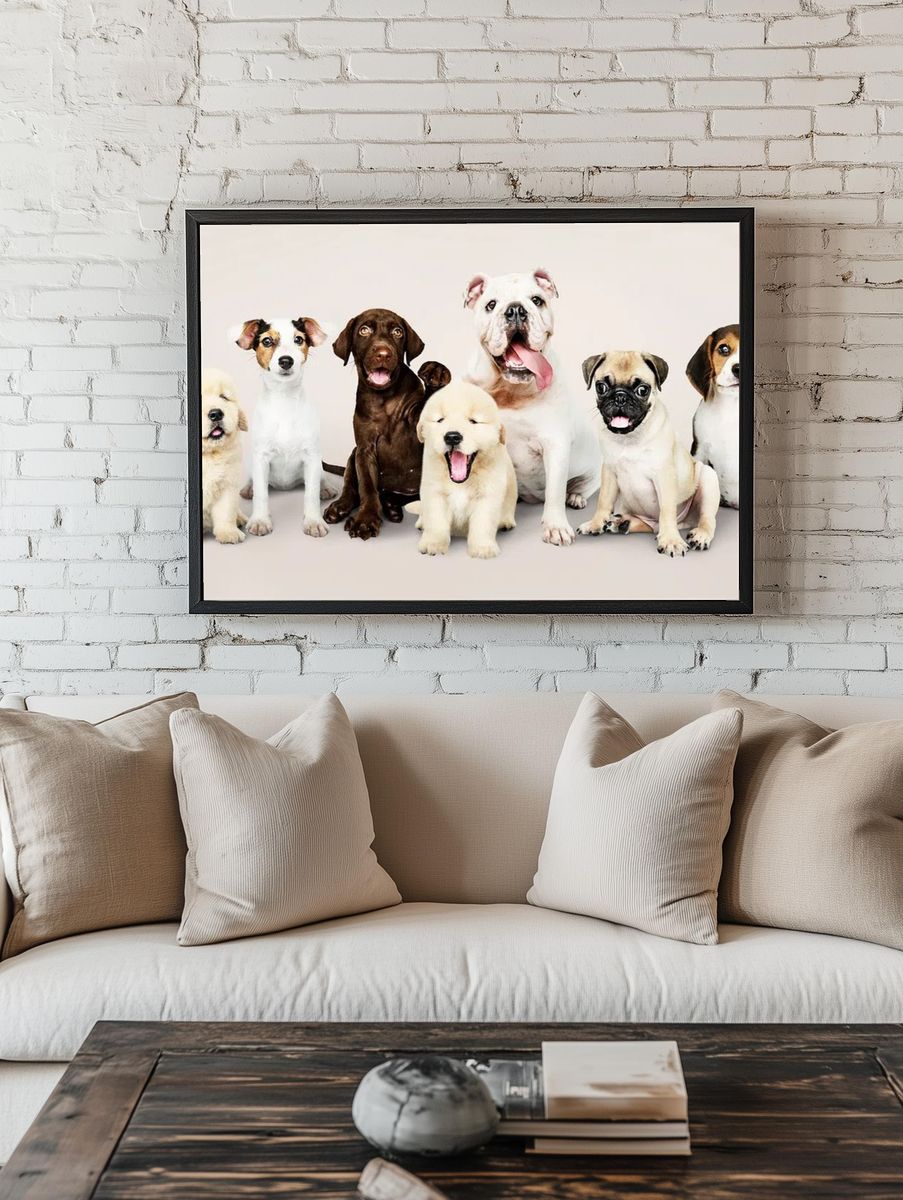 Group portrait of adorable puppies. room preview