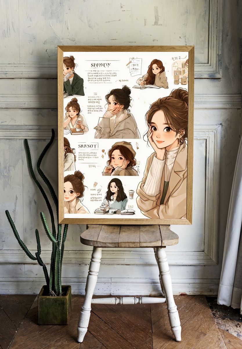 Korean Aesthetic Girls Illustration Poster. — room view 1