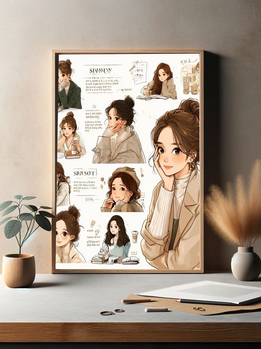 Korean Aesthetic Girls Illustration Poster. — room view 2