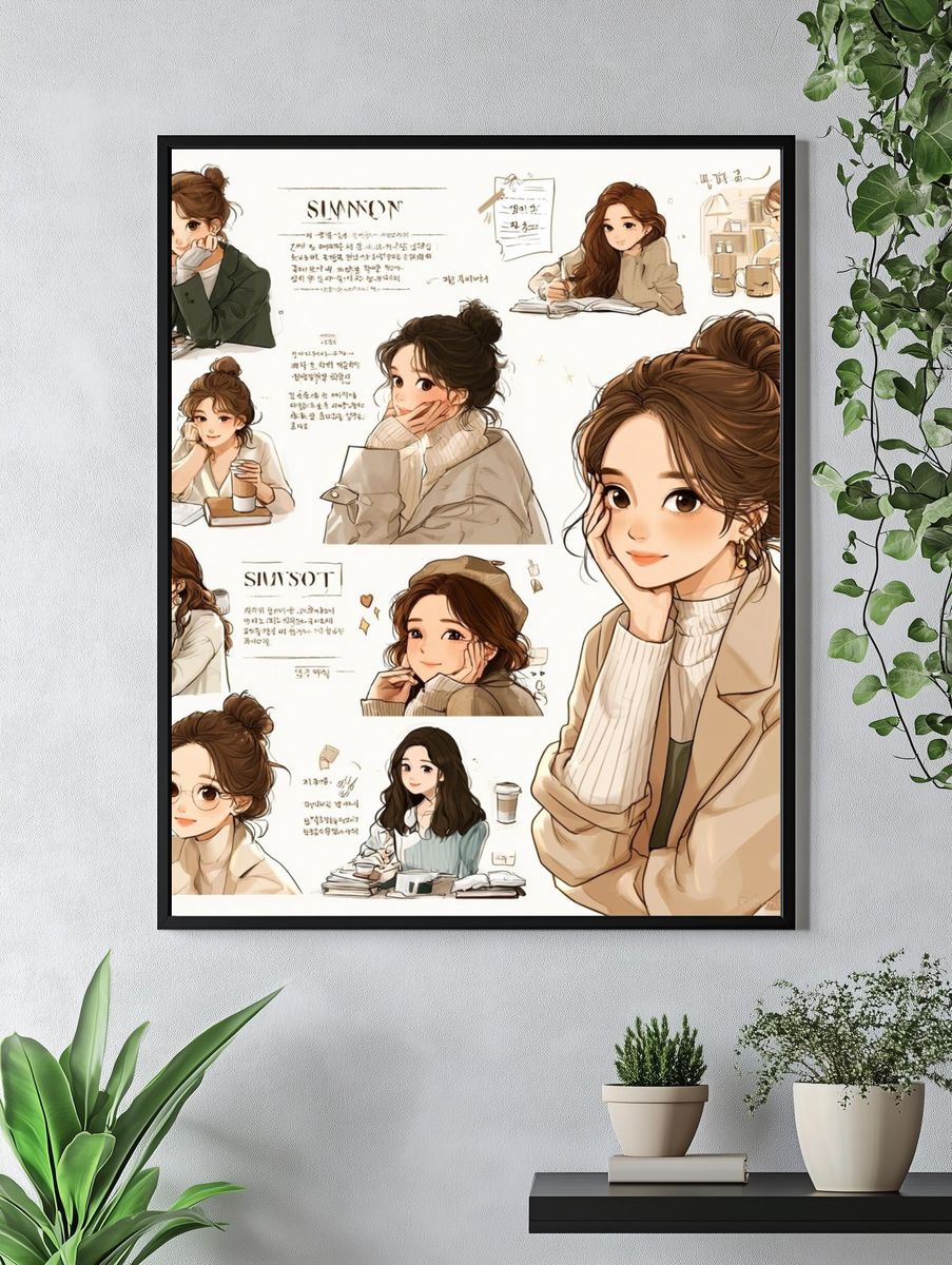 Korean Aesthetic Girls Illustration Poster. — room view 4