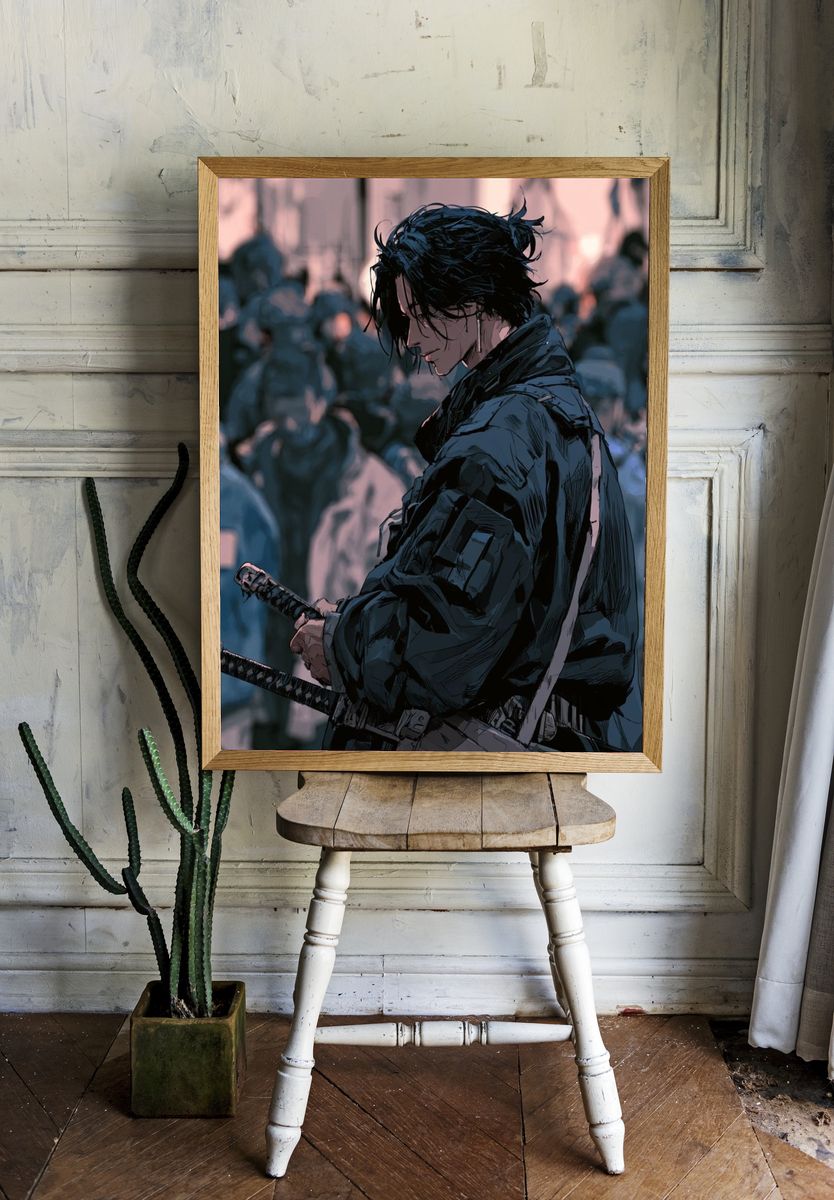 Samurai Warrior Digital Art Poster. room preview