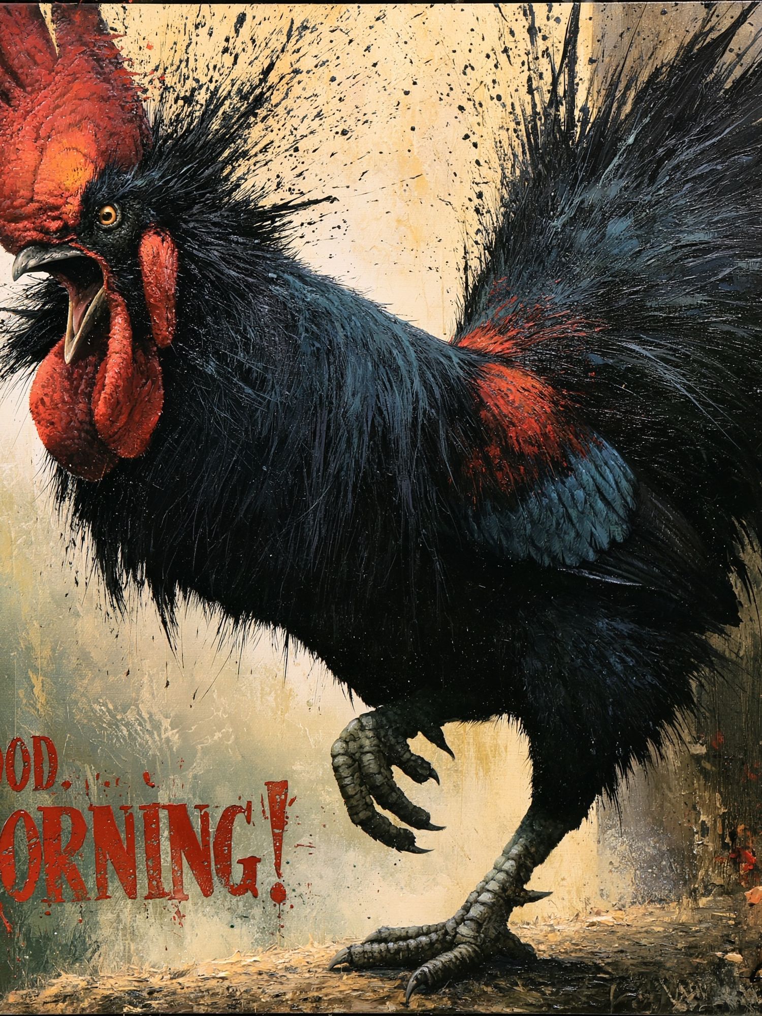 Rooster Good Morning Illustration Poster. poster detail