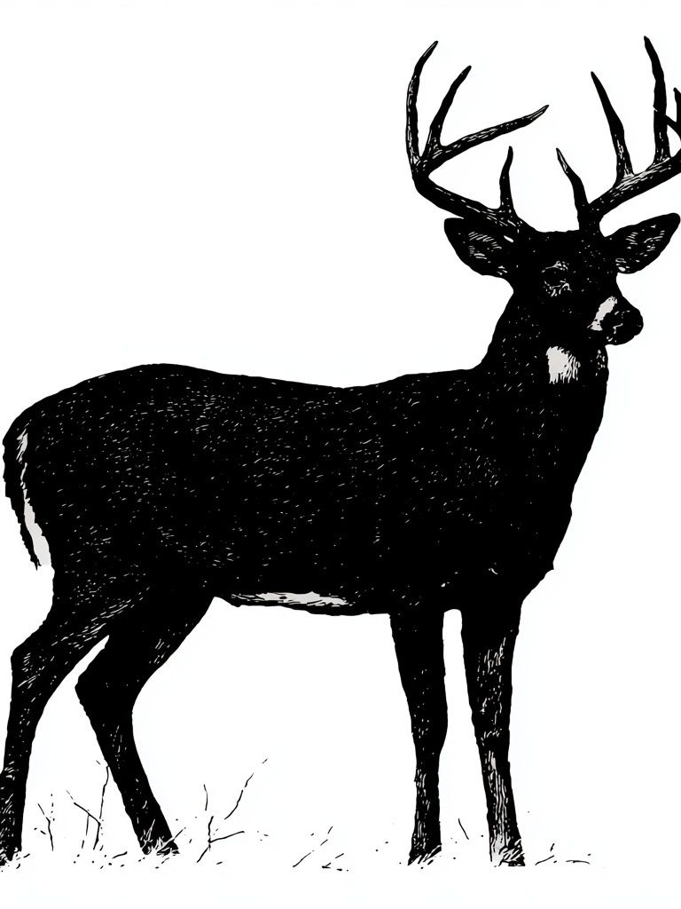 Black Deer Silhouette Print. poster — animals art