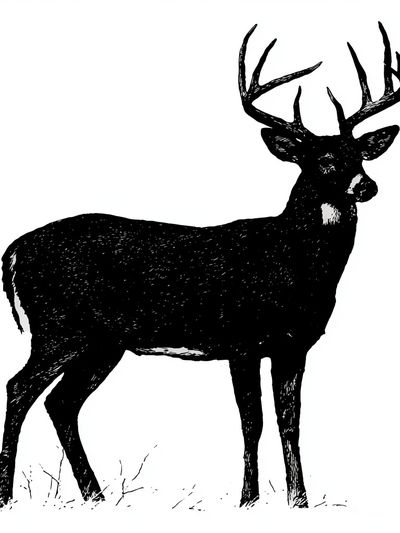 Black Deer Silhouette Print. poster