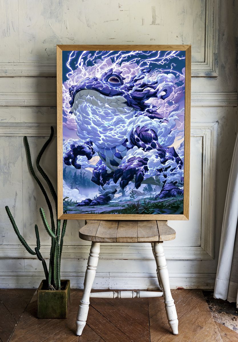 Thunderstorm Dragon Illustration Poster. room preview
