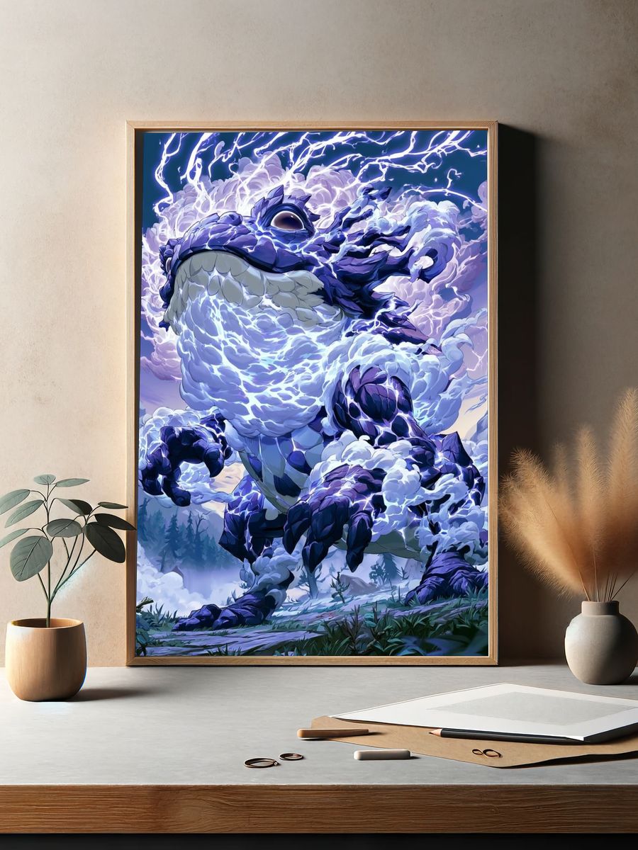 Thunderstorm Dragon Illustration Poster. — room view 2