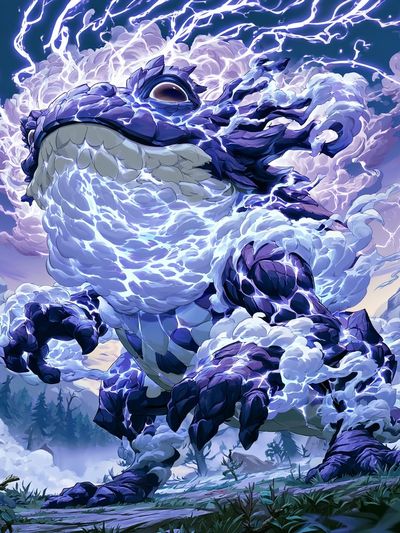 Thunderstorm Dragon Illustration Poster. poster