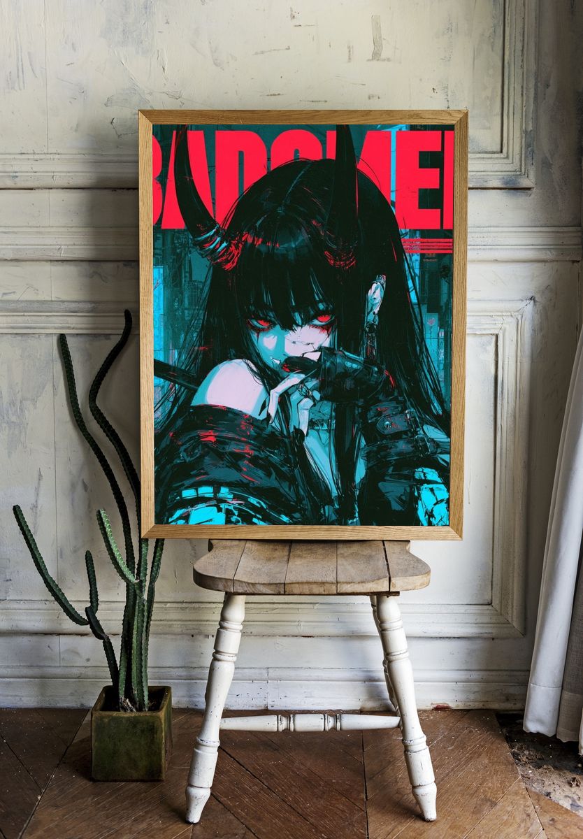 Baddie Anime Portrait Poster. room preview