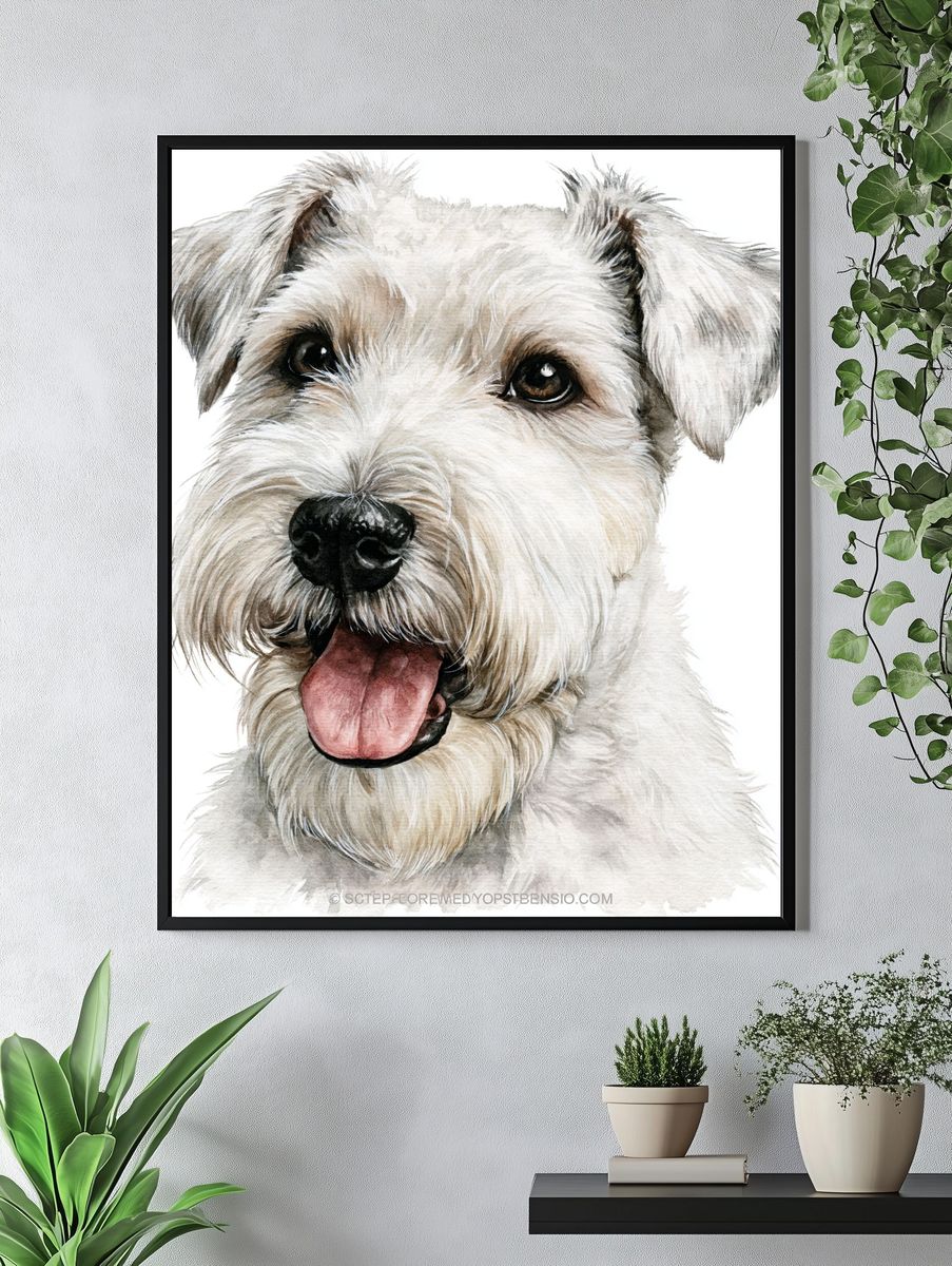 Schnauzer Watercolor Portrait Poster. — room view 4