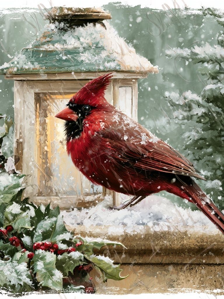 Winter Cardinal Botanical Poster. poster — animals art