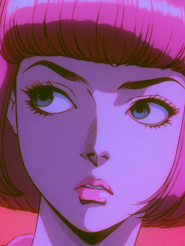 Pink Bob Portrait Anime Poster. poster — anime art