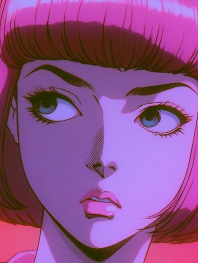 Pink Bob Portrait Anime Poster.