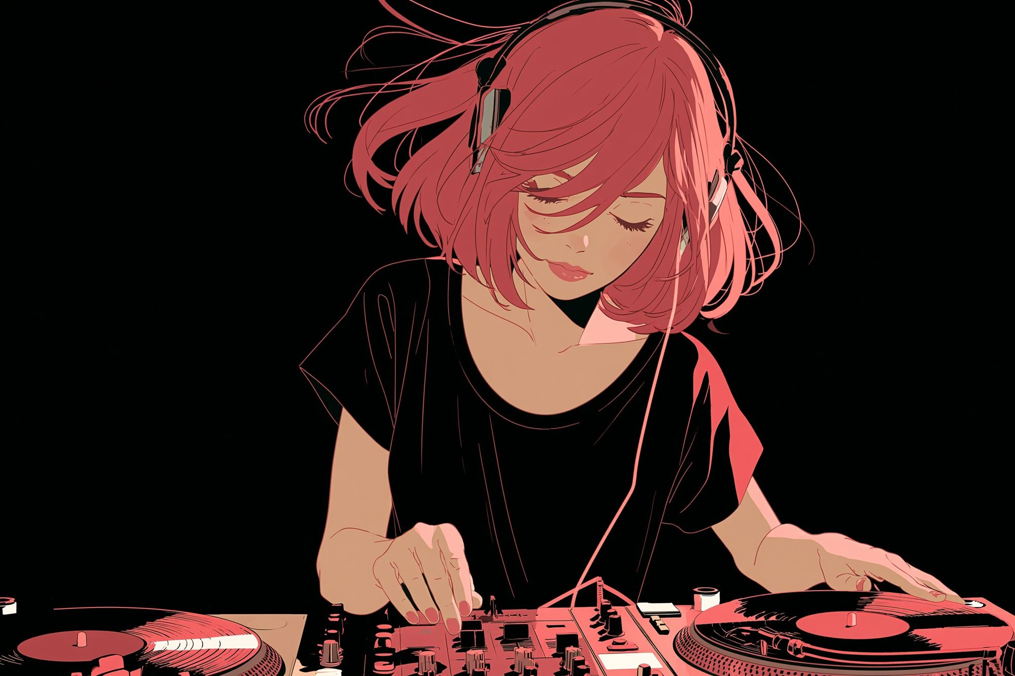 Anime DJ Girl — Illustration Print. poster detail