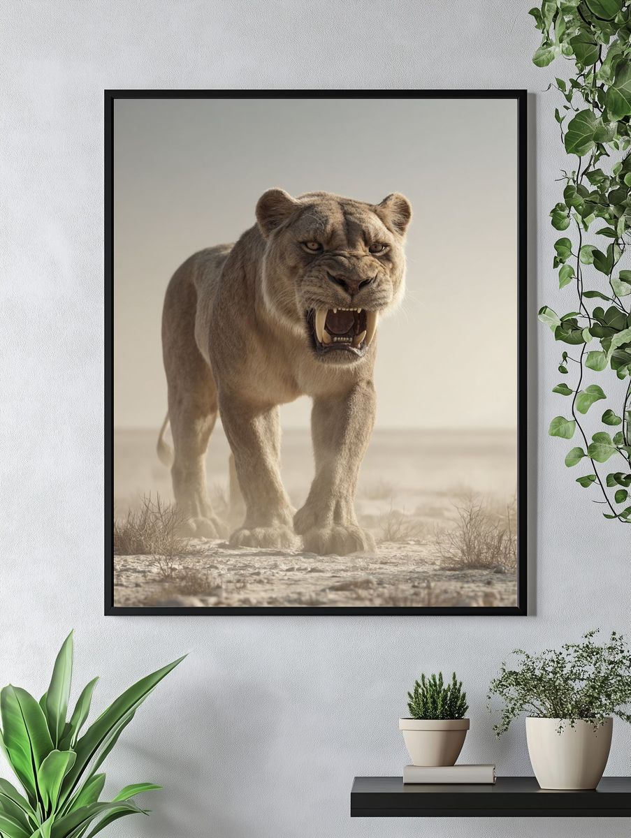 Roaring Lioness Wildlife Photography Poster. — room view 4