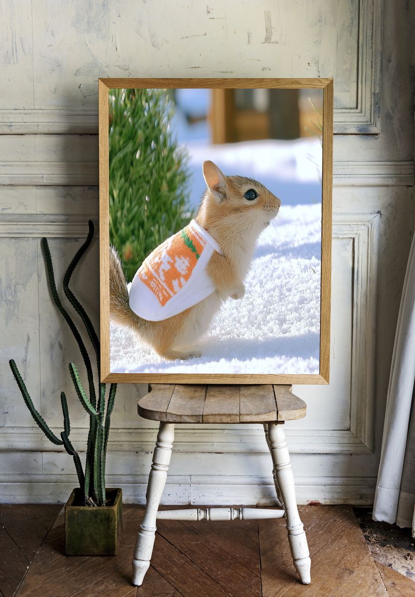 Winter Squirrel Portrait Poster. room preview