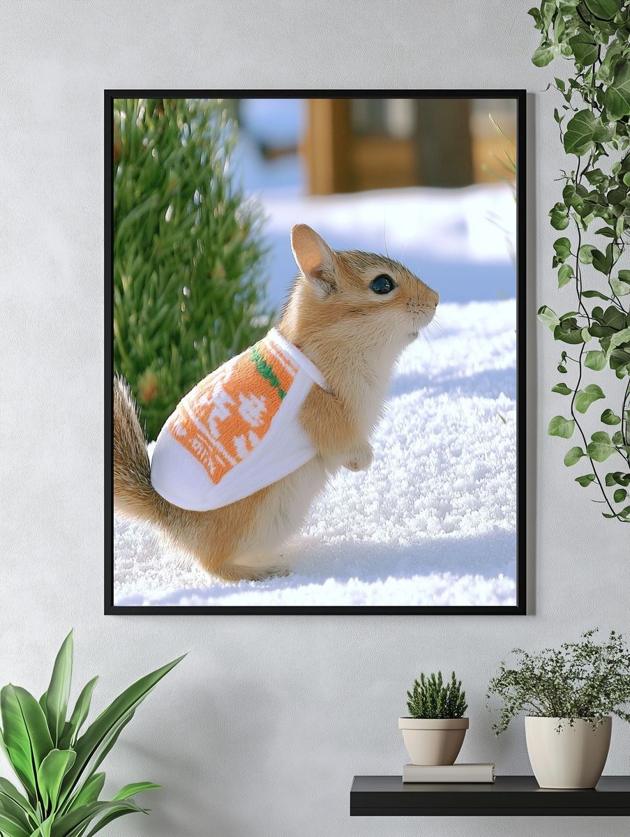 Winter Squirrel Portrait Poster. — room view 4