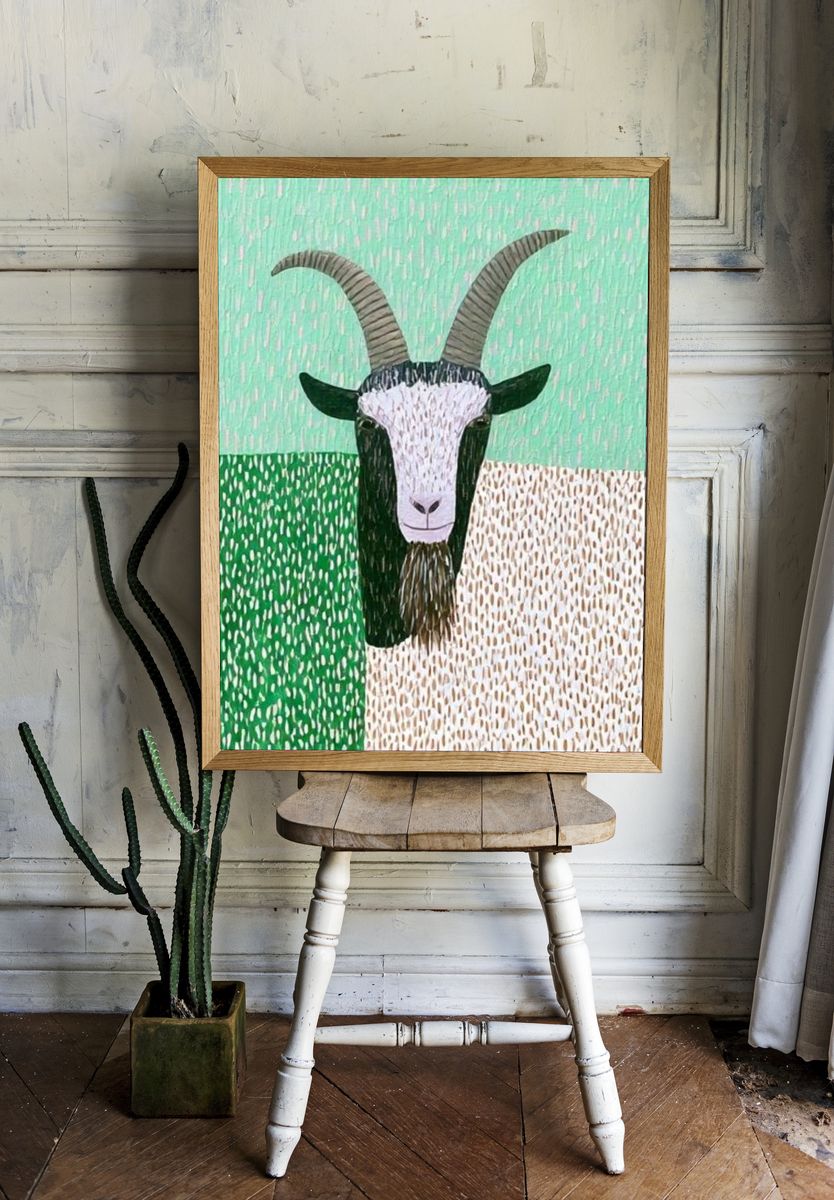 Goat Portrait Illustration Poster. room preview