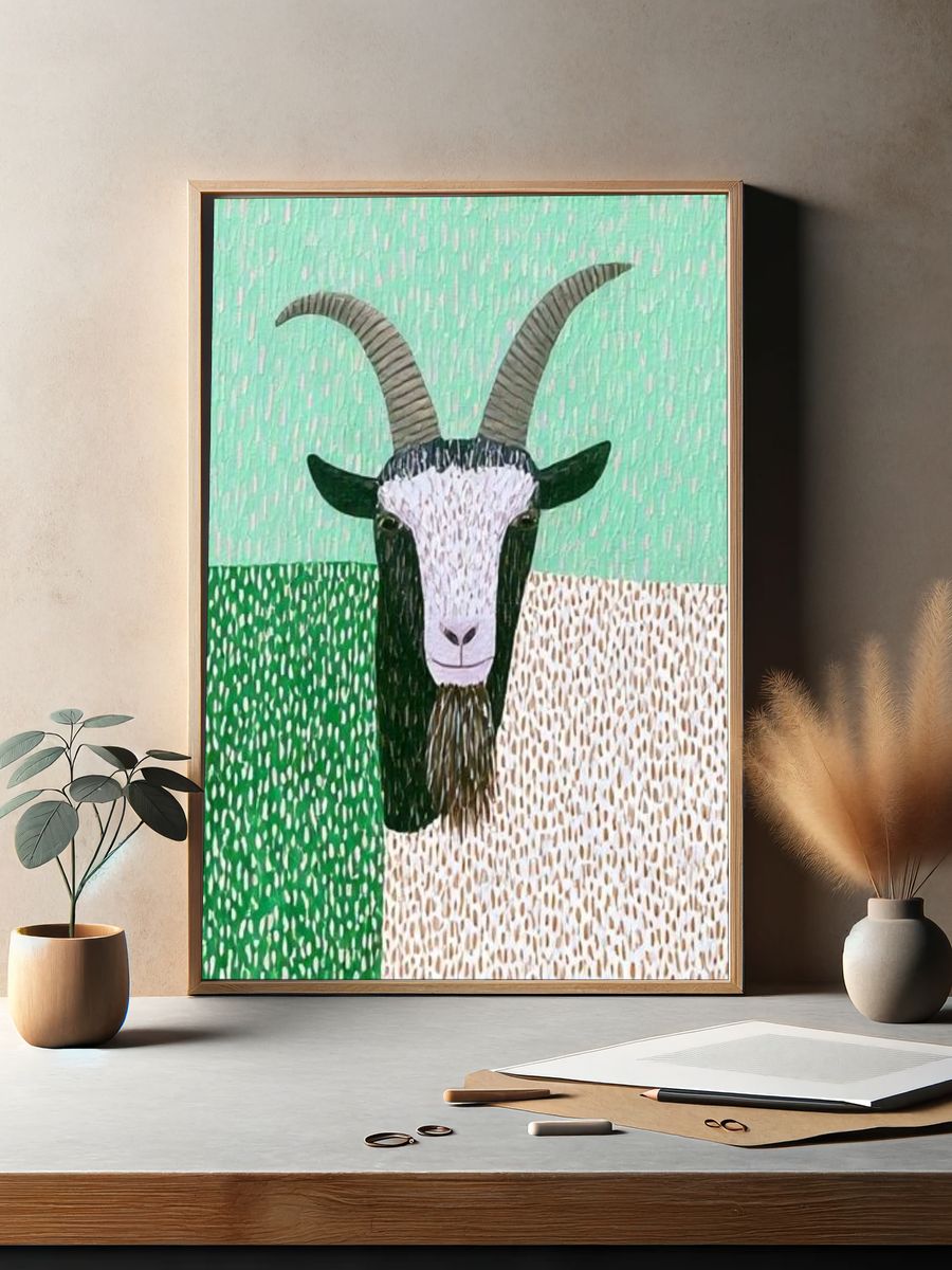 Goat Portrait Illustration Poster. — room view 2