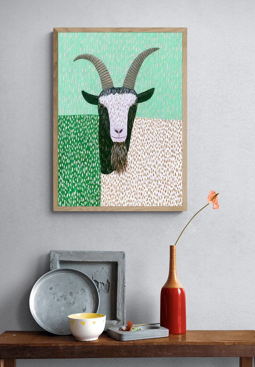 Goat Portrait Illustration Poster. — room view 3