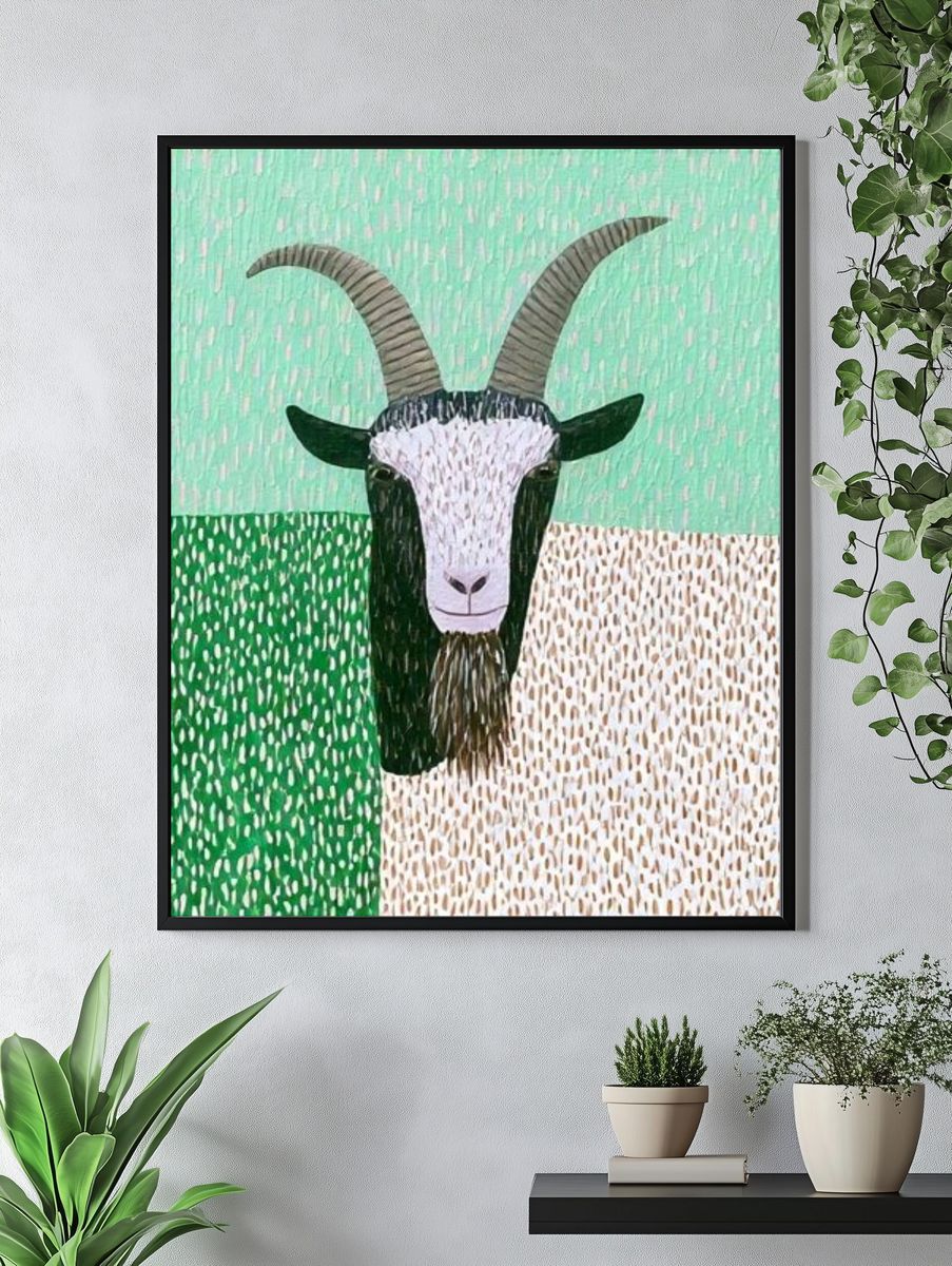 Goat Portrait Illustration Poster. — room view 4