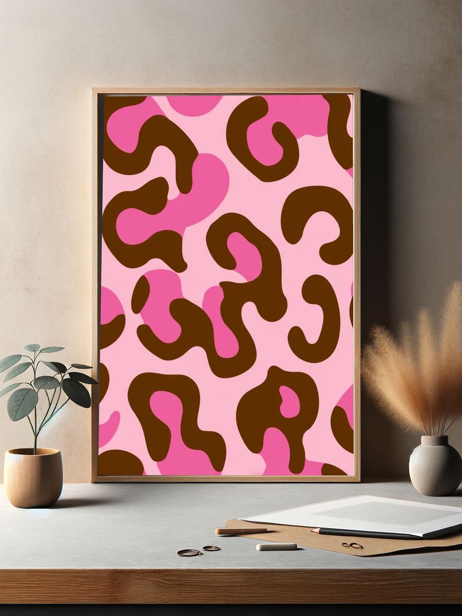 Pink Leopard Pattern Poster. — room view 2