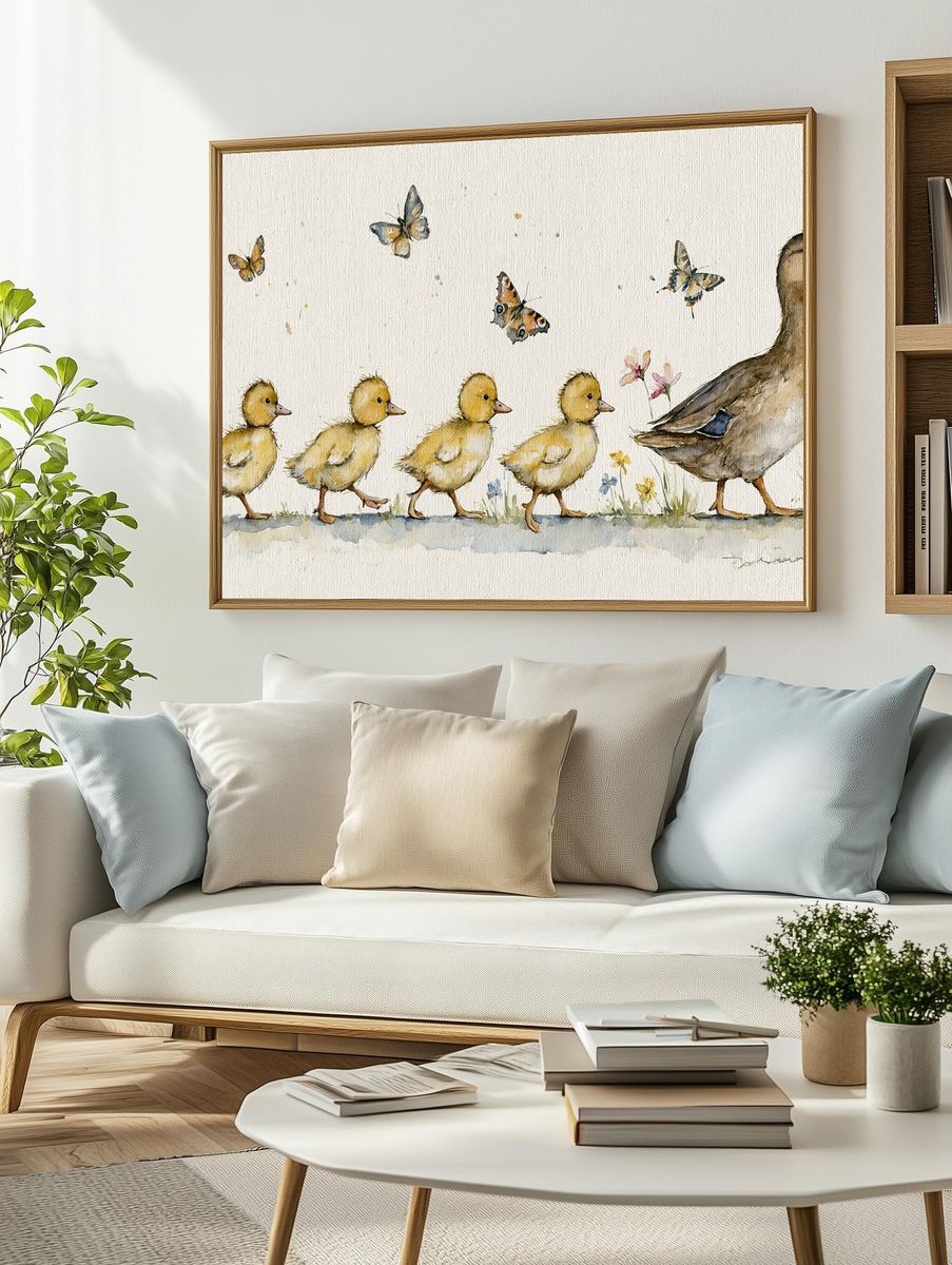 Duck Family Watercolor Print. — room view 2