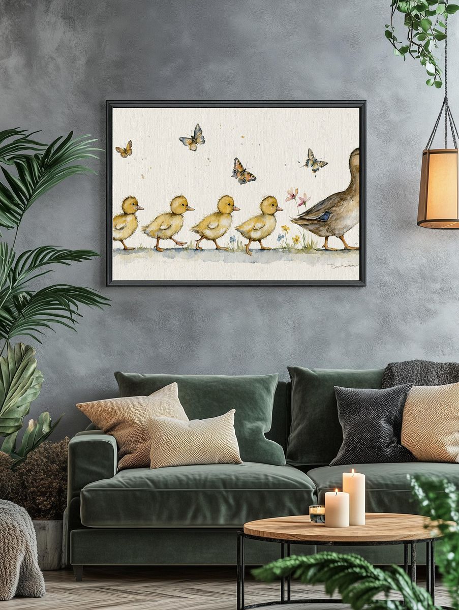 Duck Family Watercolor Print. — room view 4