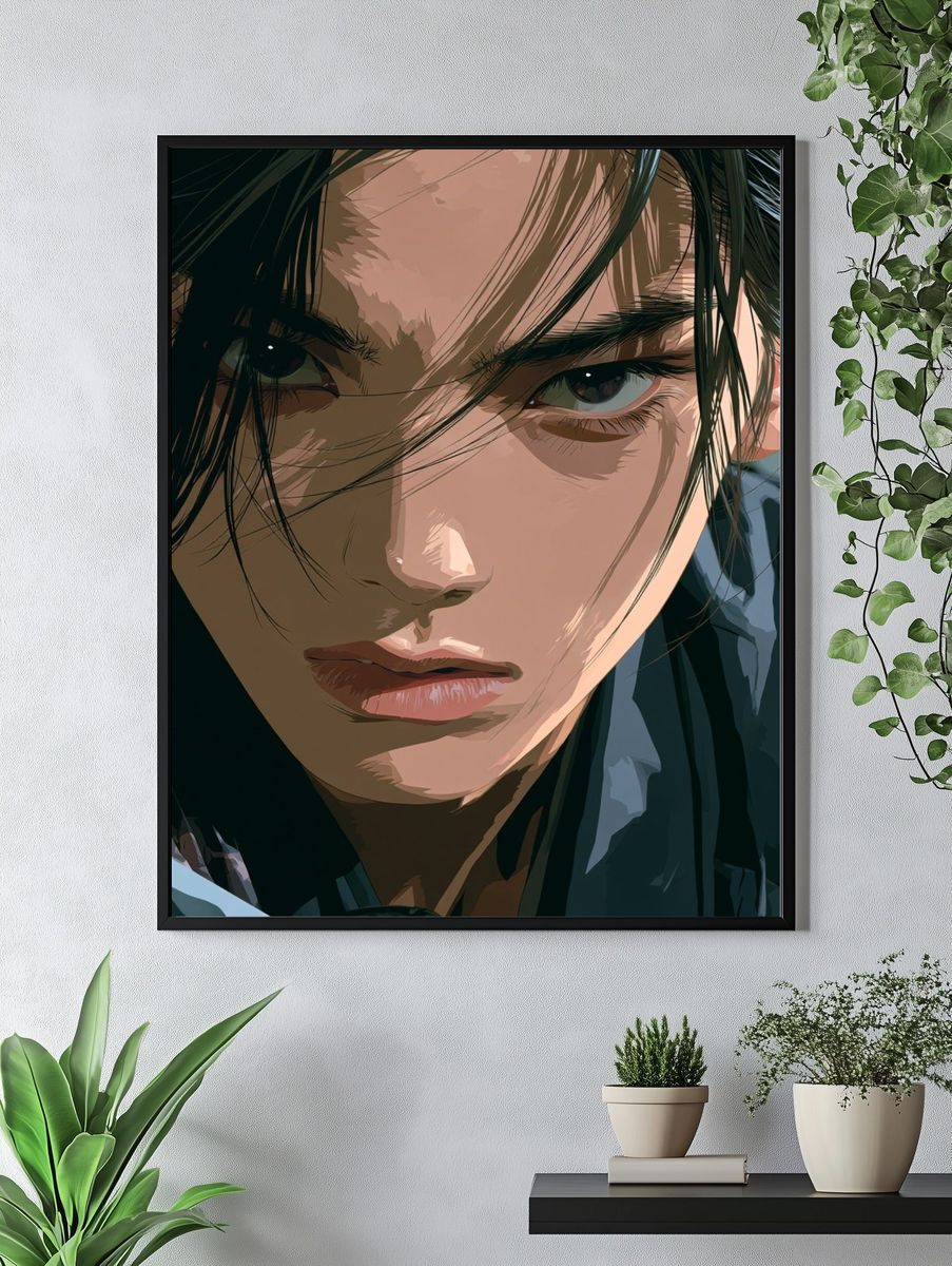 Intense Anime Portrait Print. — room view 4