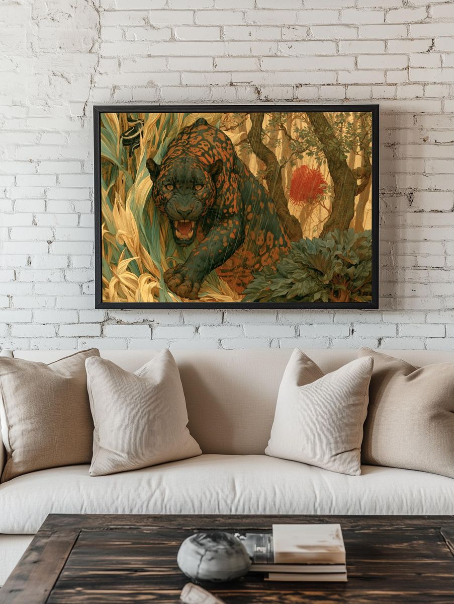 Jungle Panther Illustration Poster. — room view 1