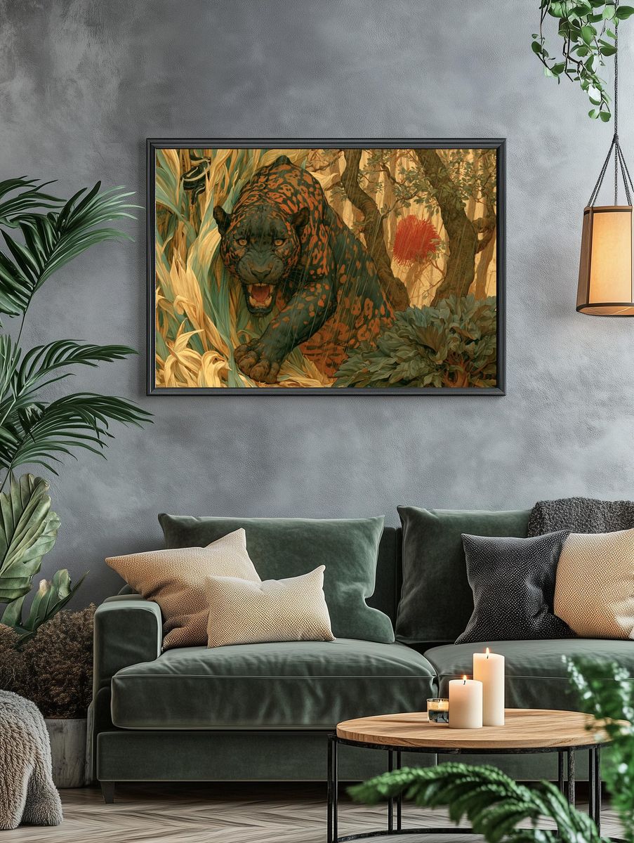Jungle Panther Illustration Poster. — room view 4