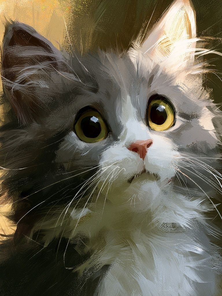 Wide-Eyed Kitten Illustration Poster. poster — animals art
