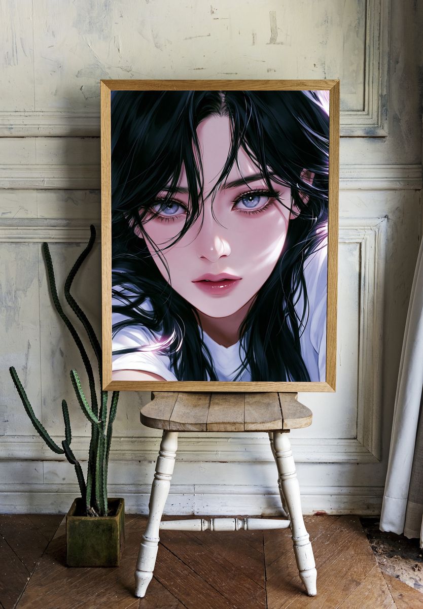 Anime Girl Portrait Print. room preview