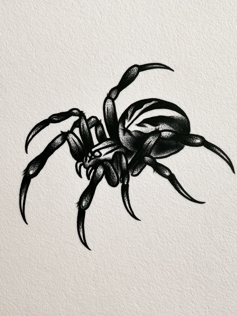 Black Spider Ink Illustration Poster. poster — animals art