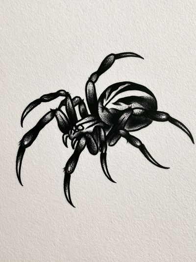 Black Spider Ink Illustration Poster.
