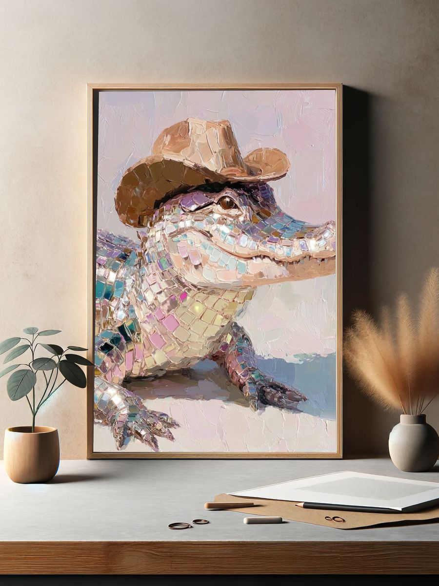Cowboy Alligator Contemporary Print. — room view 2