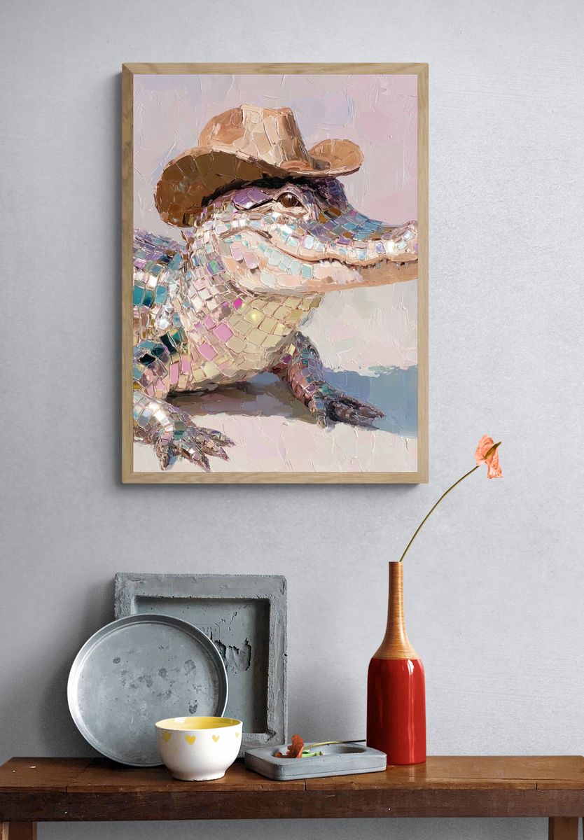 Cowboy Alligator Contemporary Print. — room view 3