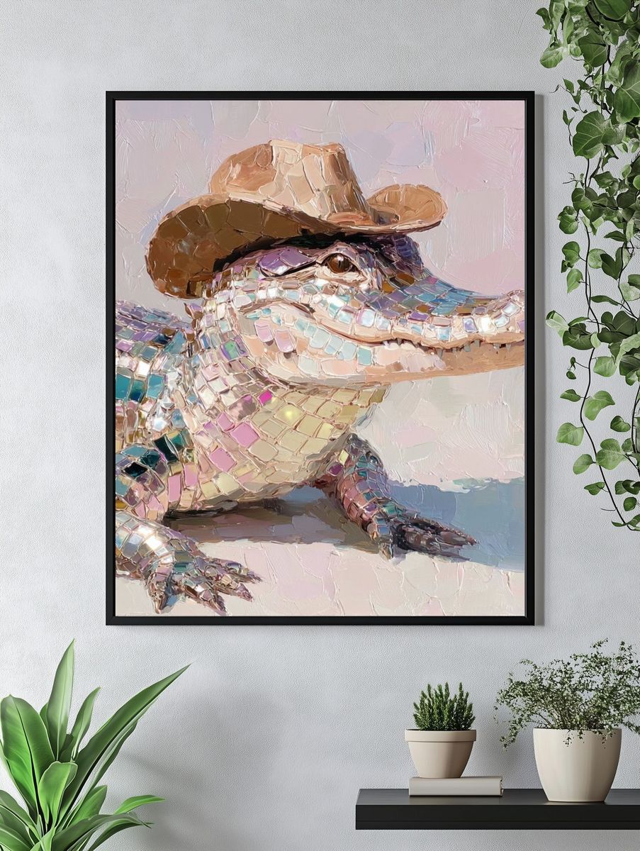 Cowboy Alligator Contemporary Print. — room view 4