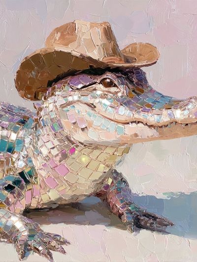Cowboy Alligator Contemporary Print. poster print