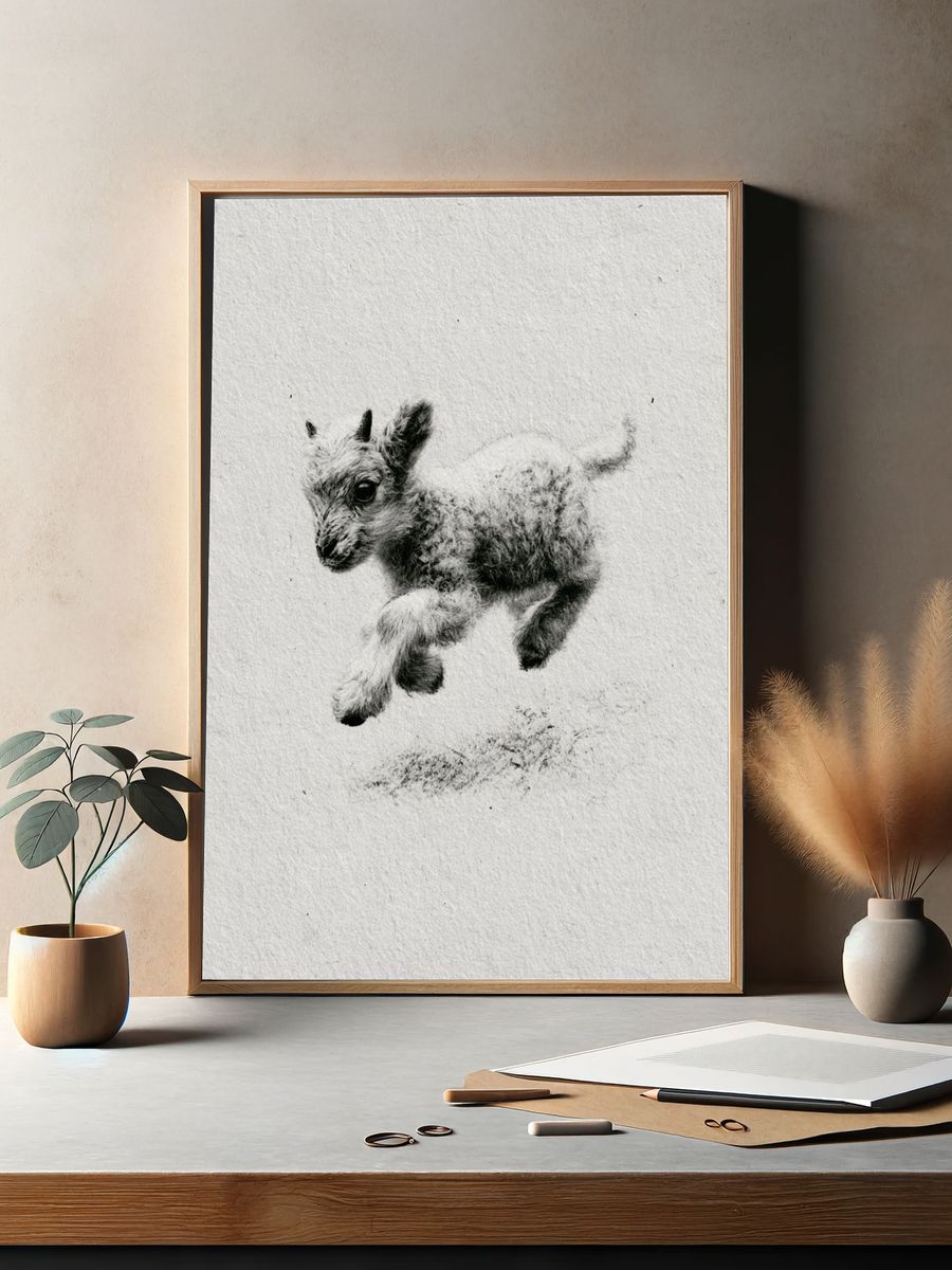 Baby Goat Sketch Poster. — room view 2