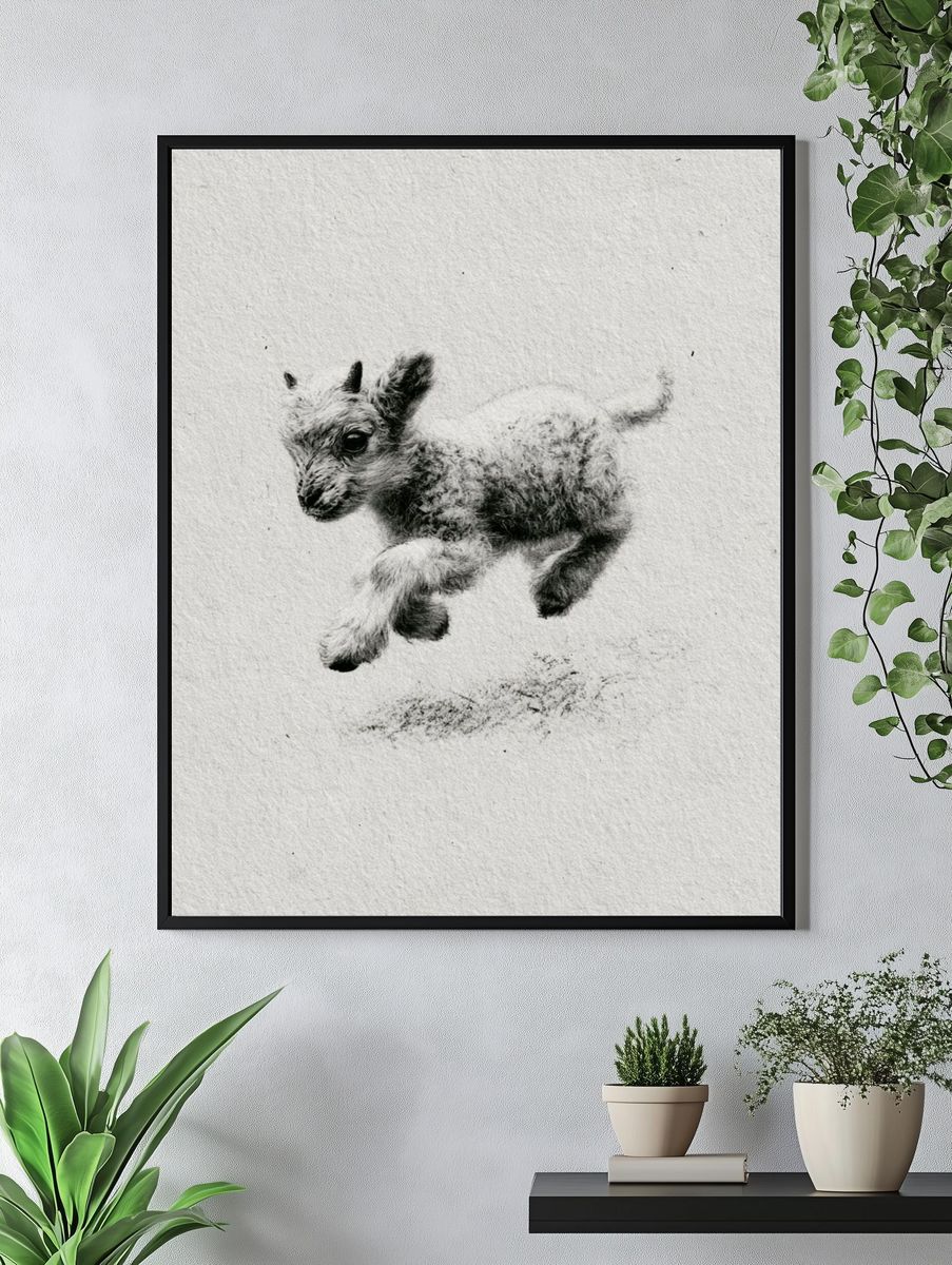 Baby Goat Sketch Poster. — room view 4