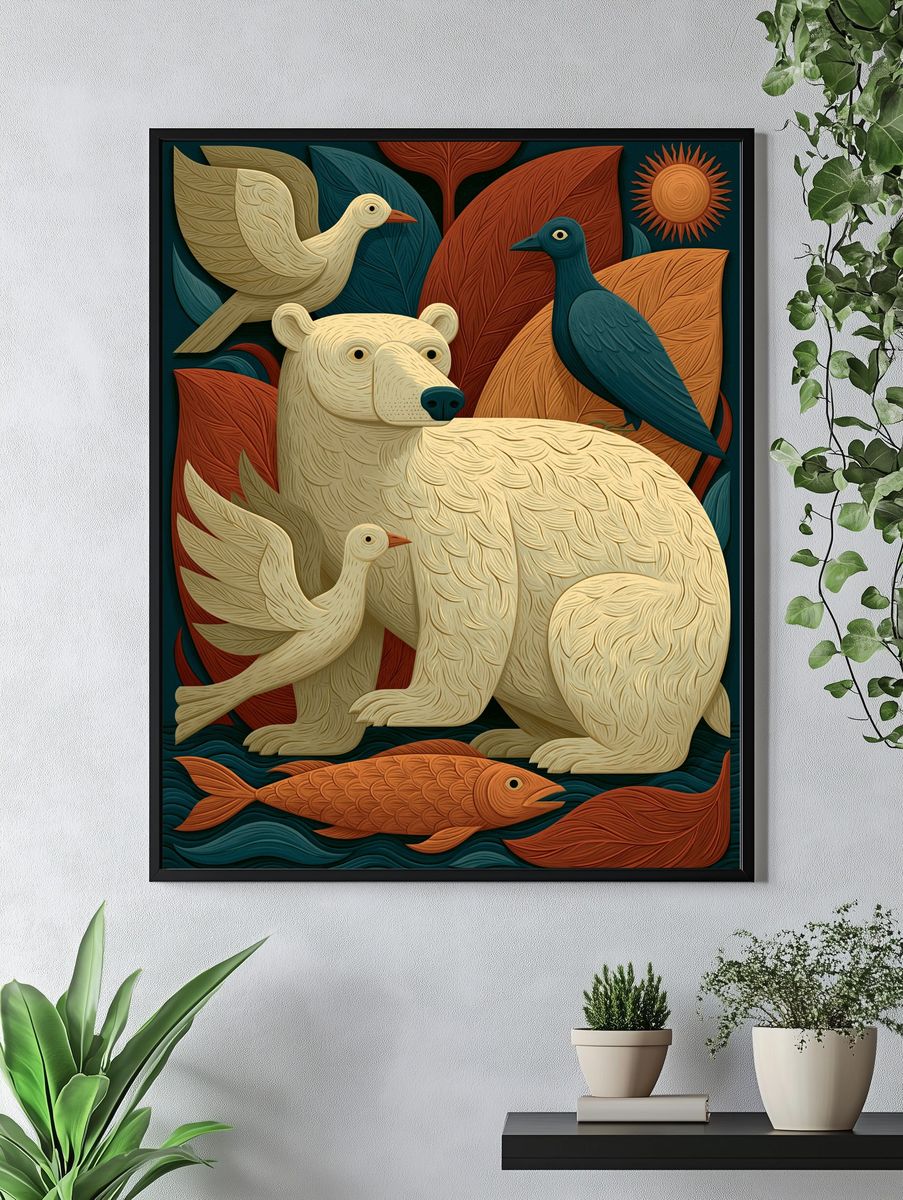 Arctic Animals Folk Art Poster. — room view 4