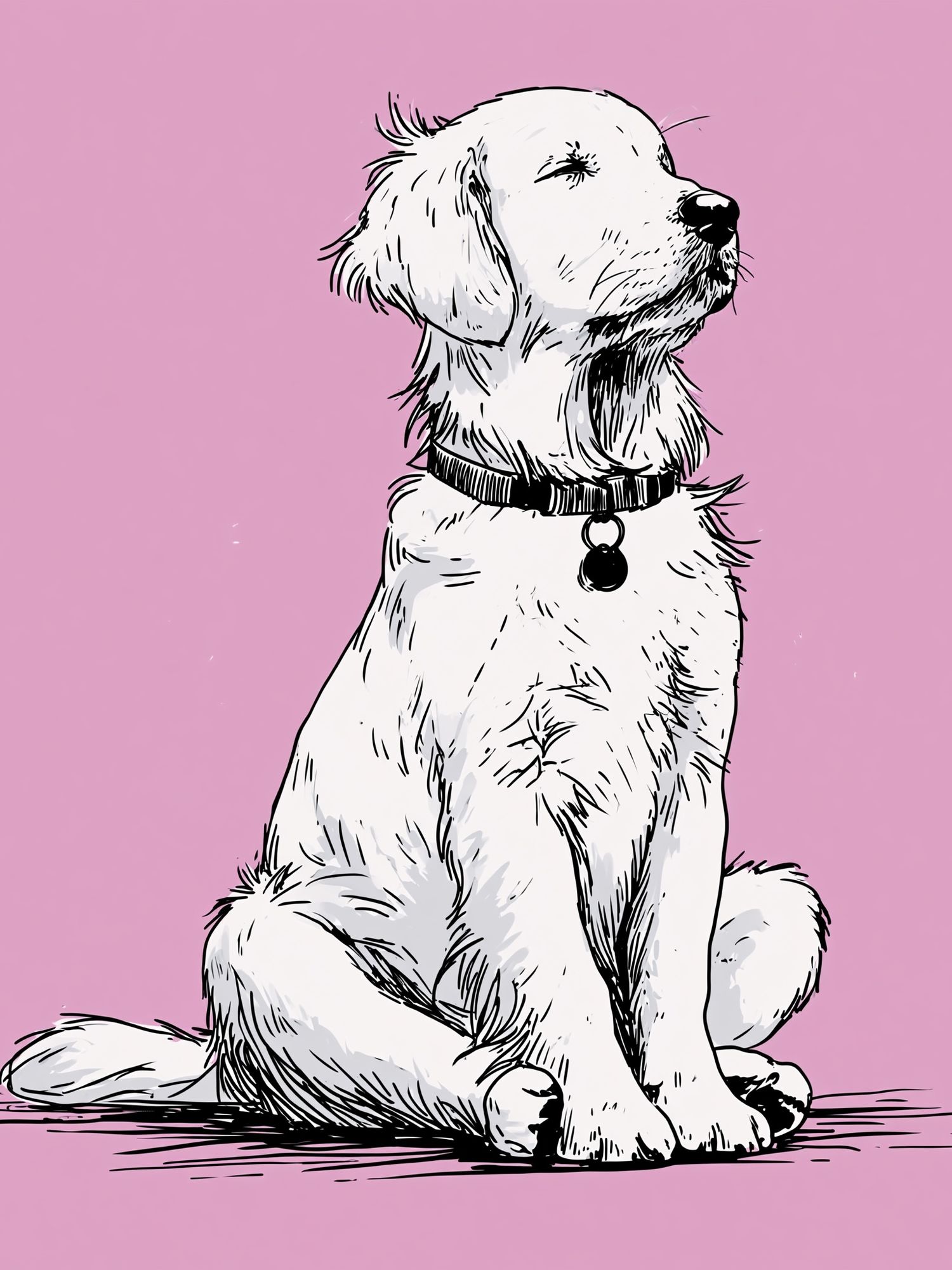 Golden Retriever Line Art Poster. poster detail