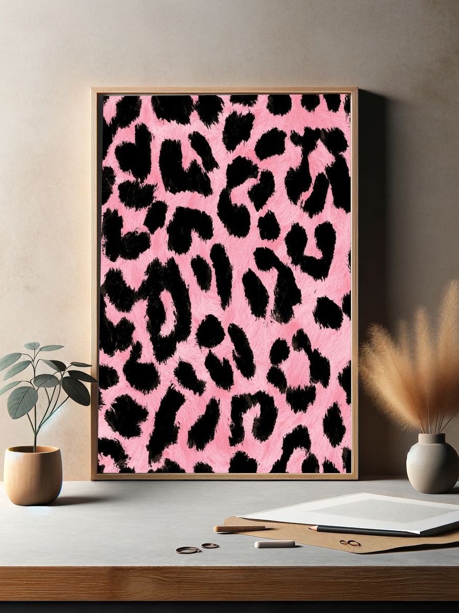 Pink Leopard Print Poster. — room view 2