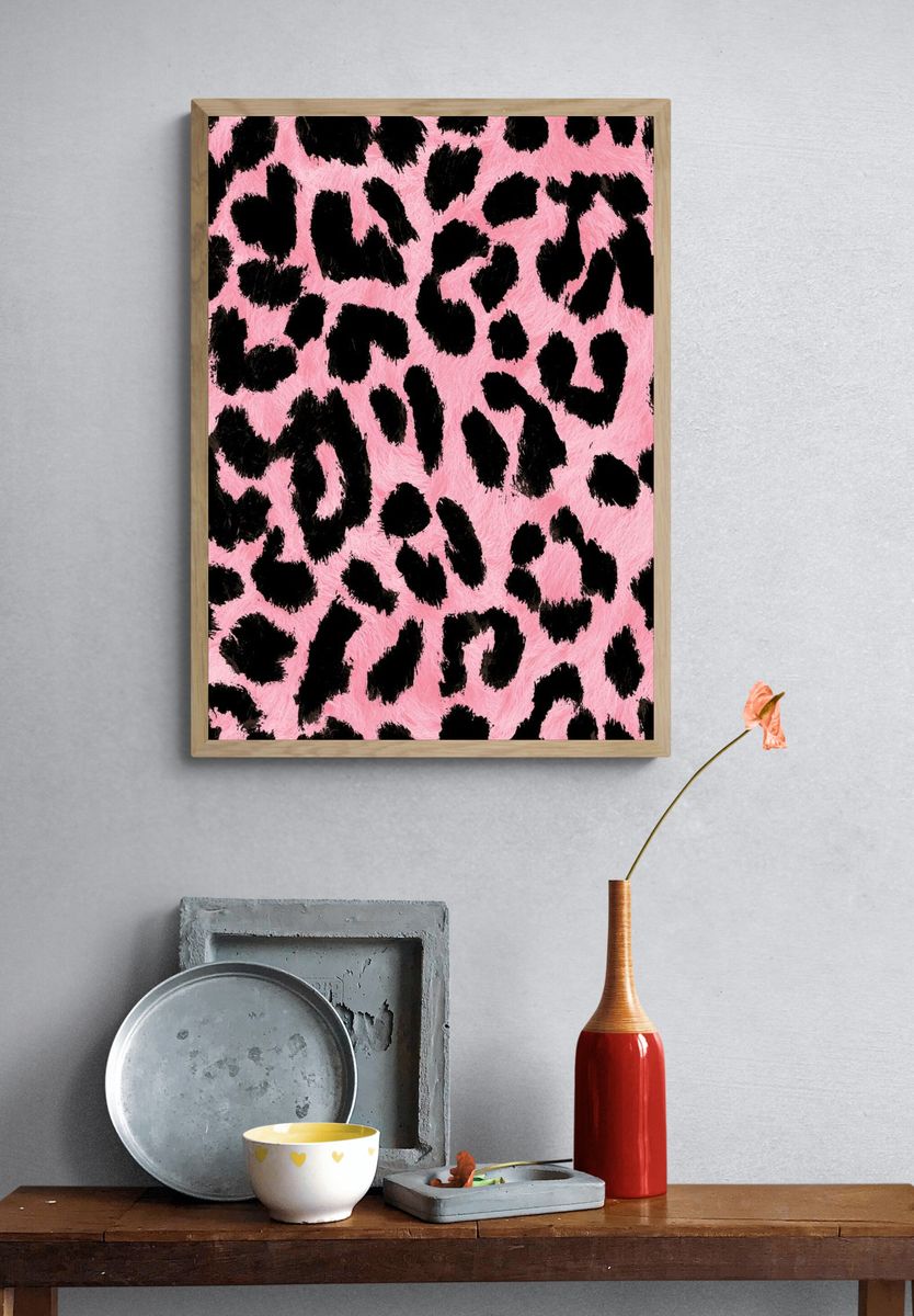 Pink Leopard Print Poster. — room view 3