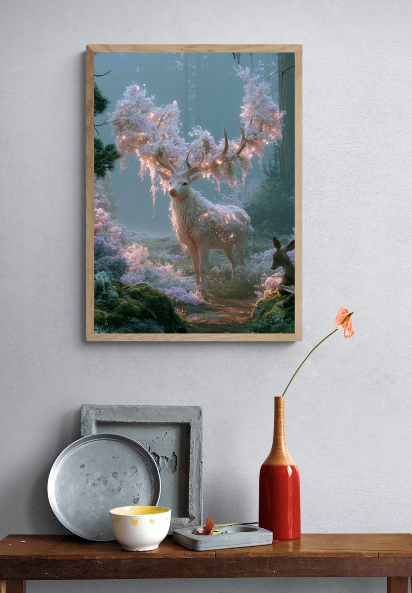 Enchanted Deer Forest Print. — room view 3