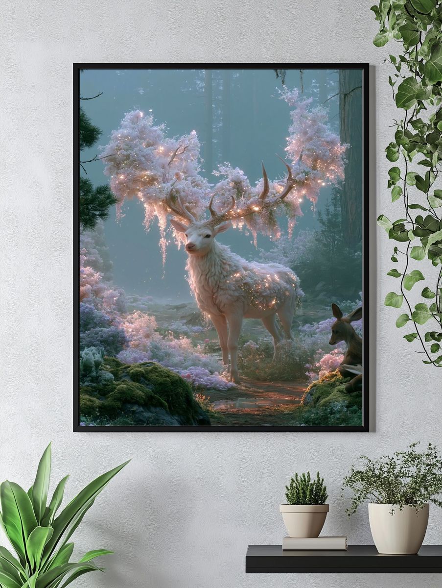 Enchanted Deer Forest Print. — room view 4
