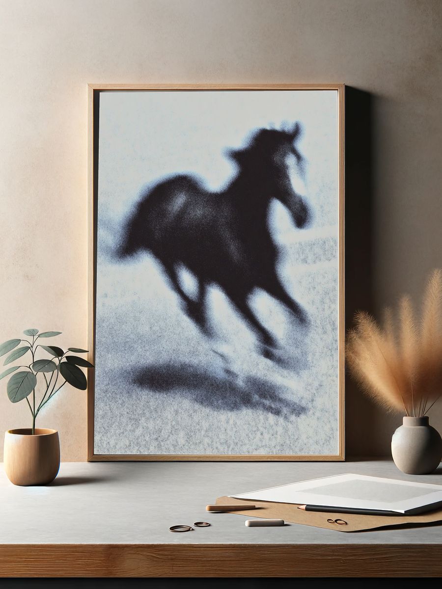 Galloping Horse Silhouette Print. — room view 2